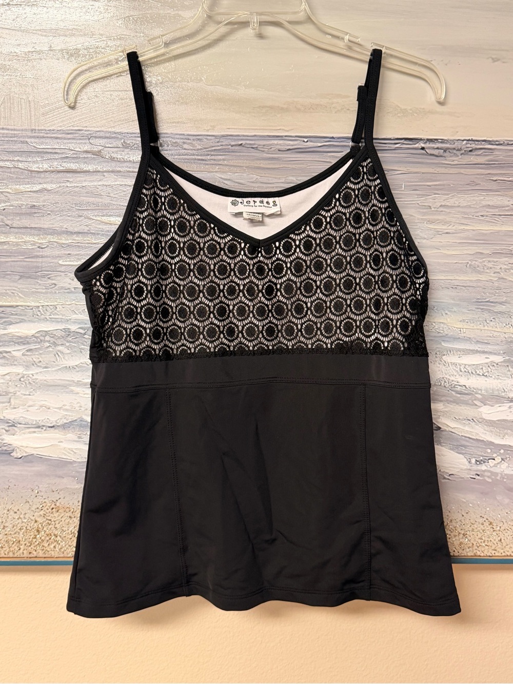 Jerdog Women’s Size Large Black & White Athletic Tennis Tank Top